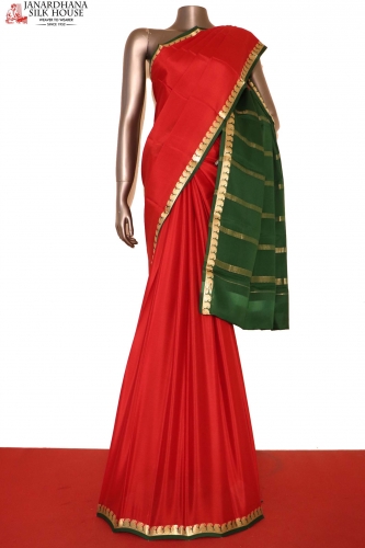 Contrast Classic Pure Mysore Crepe Silk Saree